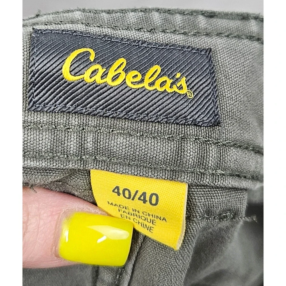 Cabelas‎ Mens Cargo Shorts 40 Green Cotton Canvas Utility Multi Pocket